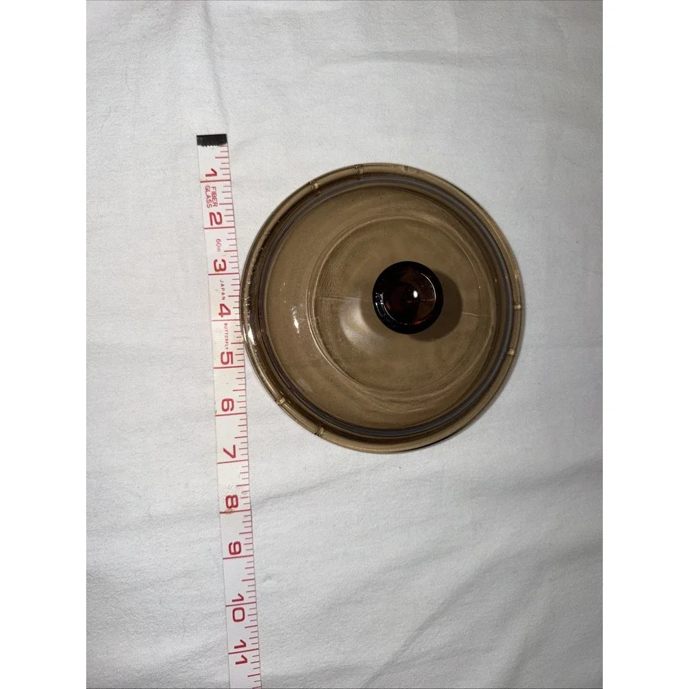 VTG Vision Corning Ware USA 1L Amber Glass Sauce Pan Pot Pour Spout With LID